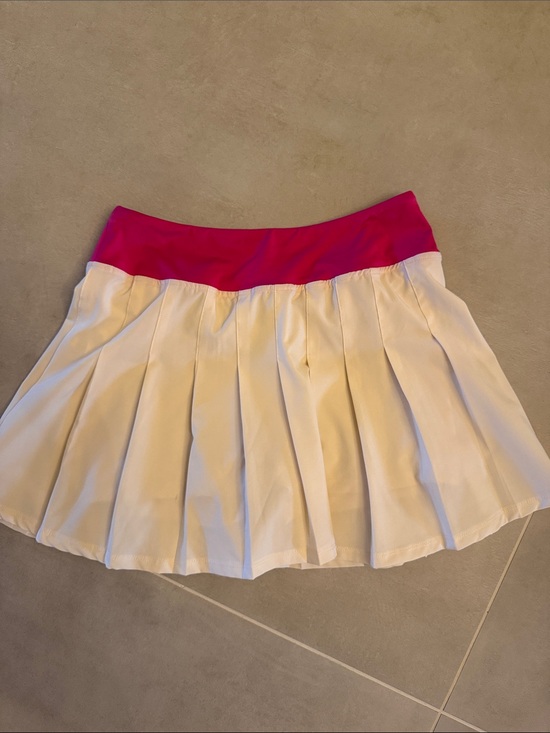 Beach Riot Dresses & Skirts - Beach Riot Pleated White Skirt with Pink Waistband